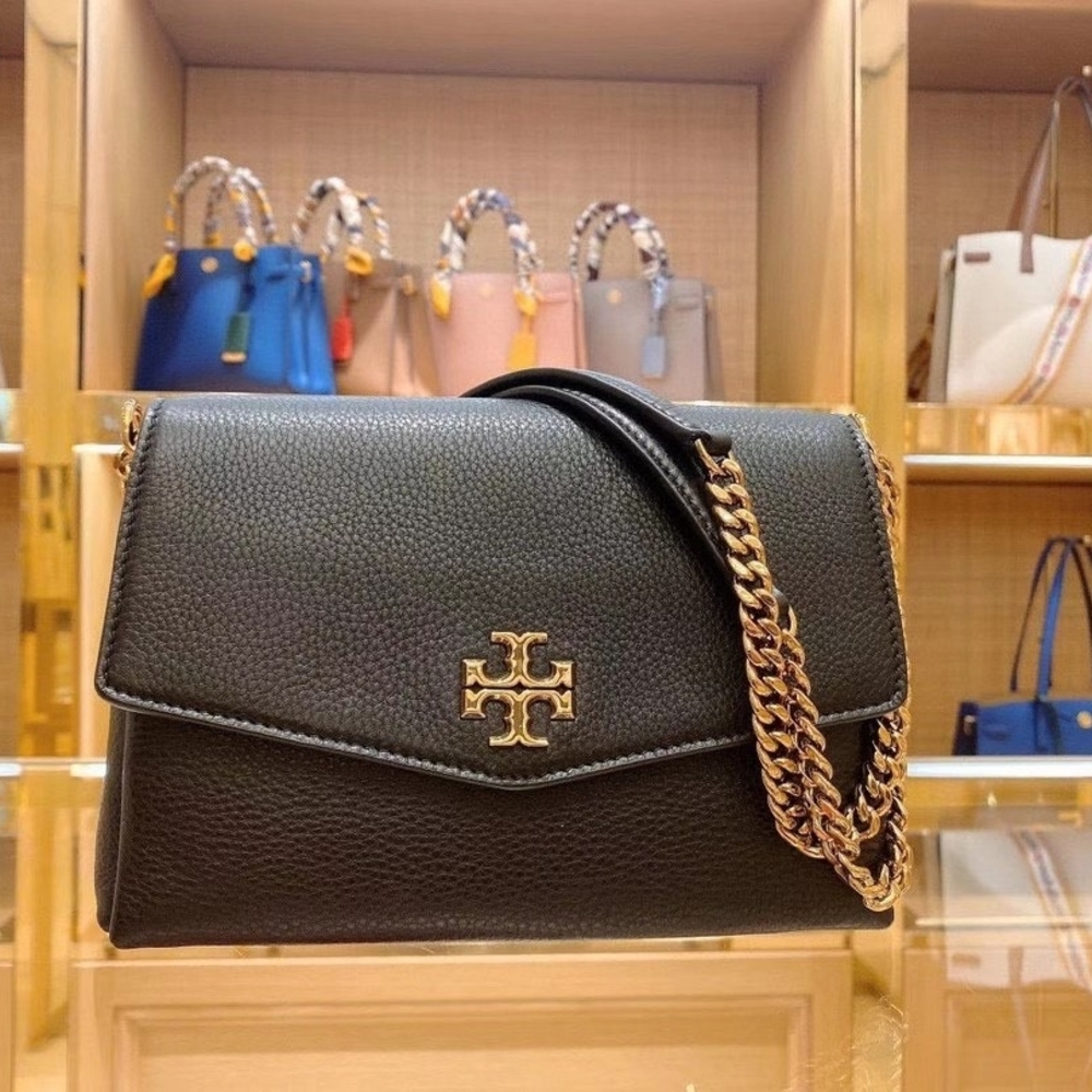 Tory Burch Kira Shoulder Bag Olive Green with Gold Chain